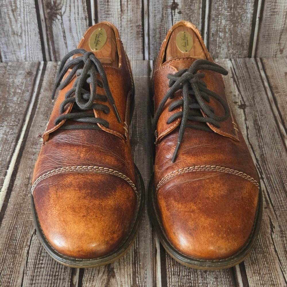 Sz 9 Mens Bed Stu Genoa Cobbler Brown Distressed Leather Cap Toe Oxford Shoes